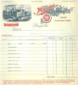 Hussa Brewery Invoice Form,undated