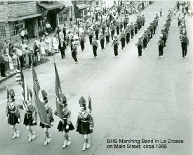 Bangor HS marching band , Main St. LA X, 1966