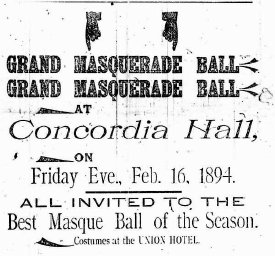 Ad for Concordia Hall Ball, 02.09.1894.B.I.