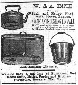 Ad for W.A. Smith Tinware.08.13.1891.B.I.