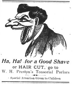 Ad for Wm. Preston Barber Shop.08.06.1897.B.I.