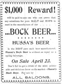 Ad for Hussa Bock Beer, 04.15.1898.B.I.