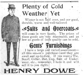 Ad for Harry Dowe Clothiers, 01.05.1900. B.I.