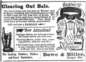 Ad for Dowe & Miller Clothiers.10.25.1895.B.I.