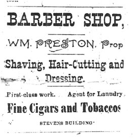 Ad.Wm. Preston Barber Shop.10.25.1895, B.I.