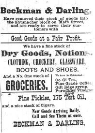 Ad for Beckman & Darling Dry Goods.01.19.1892.B.I.