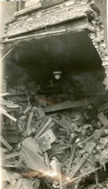 Train Wreck of 1926, interior shot of damage to Harry Dowe's store