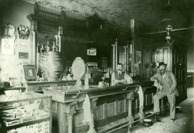 Elsen House Saloon, Peter Burbach, Bartender, before fire of 1899