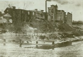 Hussa Brewery and Dutch Creek, 1914.  Fire destruction visible.