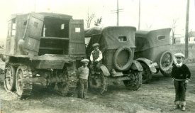 Elmer, Norman & Samuel Friske with Vehicles, 1931.