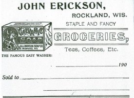 Business Masthead for Erickson's General Store, 1908