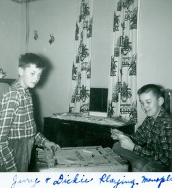 Jerry D. & Dickie S. playing monopoly, October, 1953