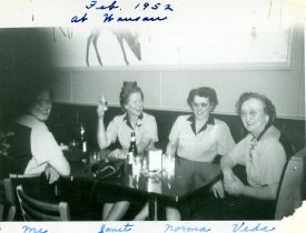 Bolwling team having a good time in Wausau, 1952