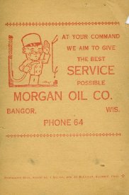 Ad for Morgan Oil Company, back of sales receipt